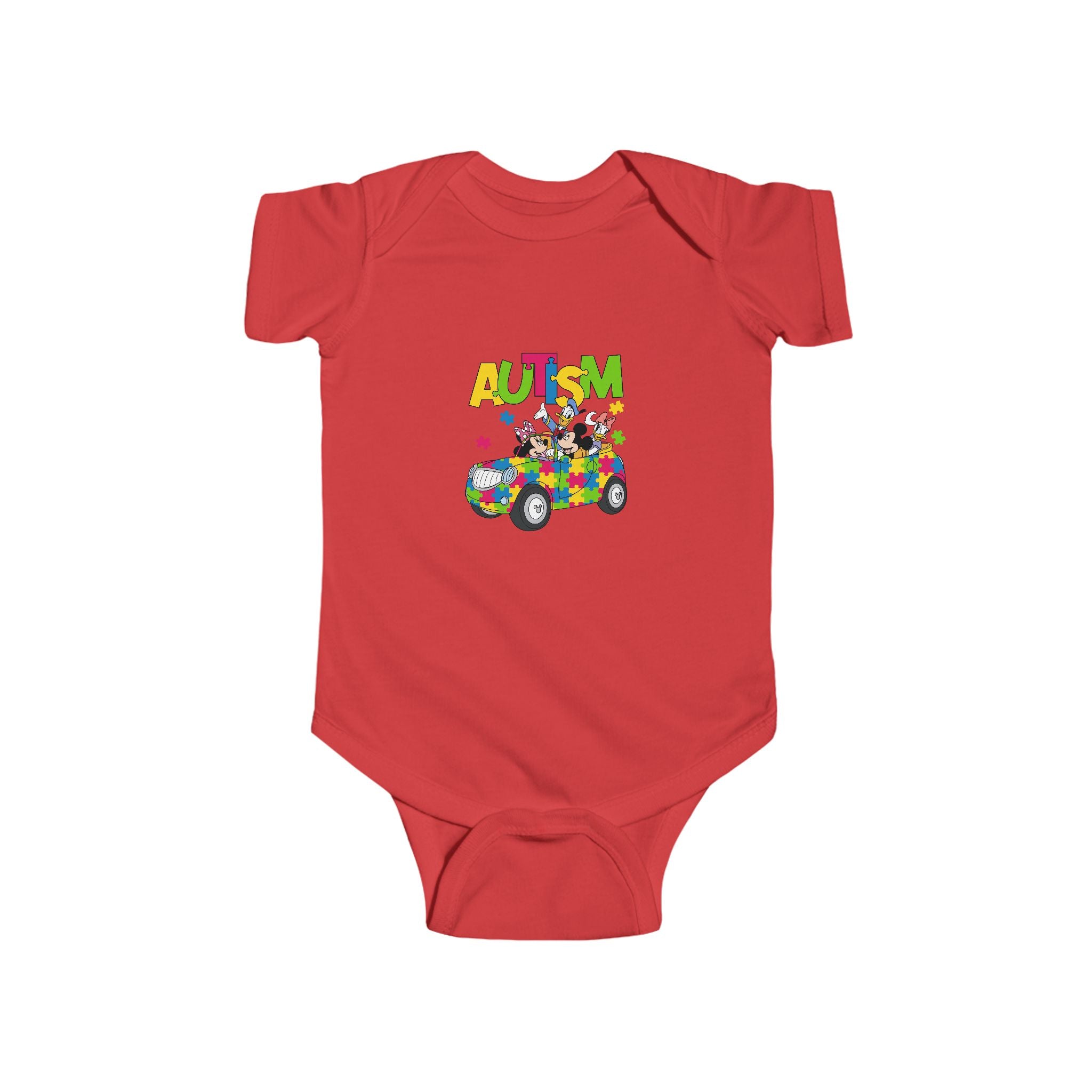 Autism Puzzle Car Infant Bodysuit – Colorful Awareness Baby Onesie
