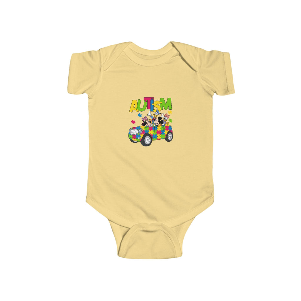 Autism Puzzle Car Infant Bodysuit – Colorful Awareness Baby Onesie