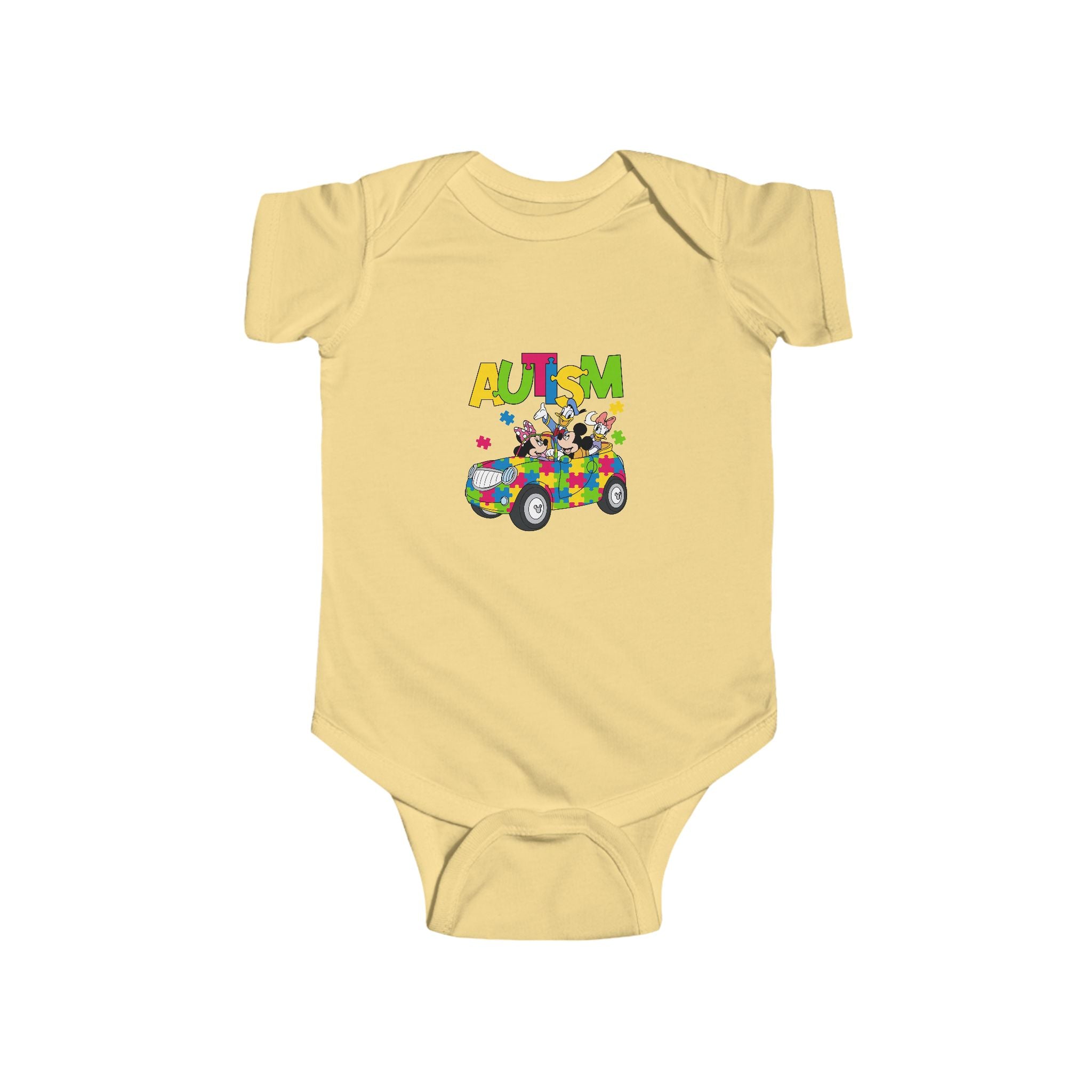 Autism Puzzle Car Infant Bodysuit – Colorful Awareness Baby Onesie