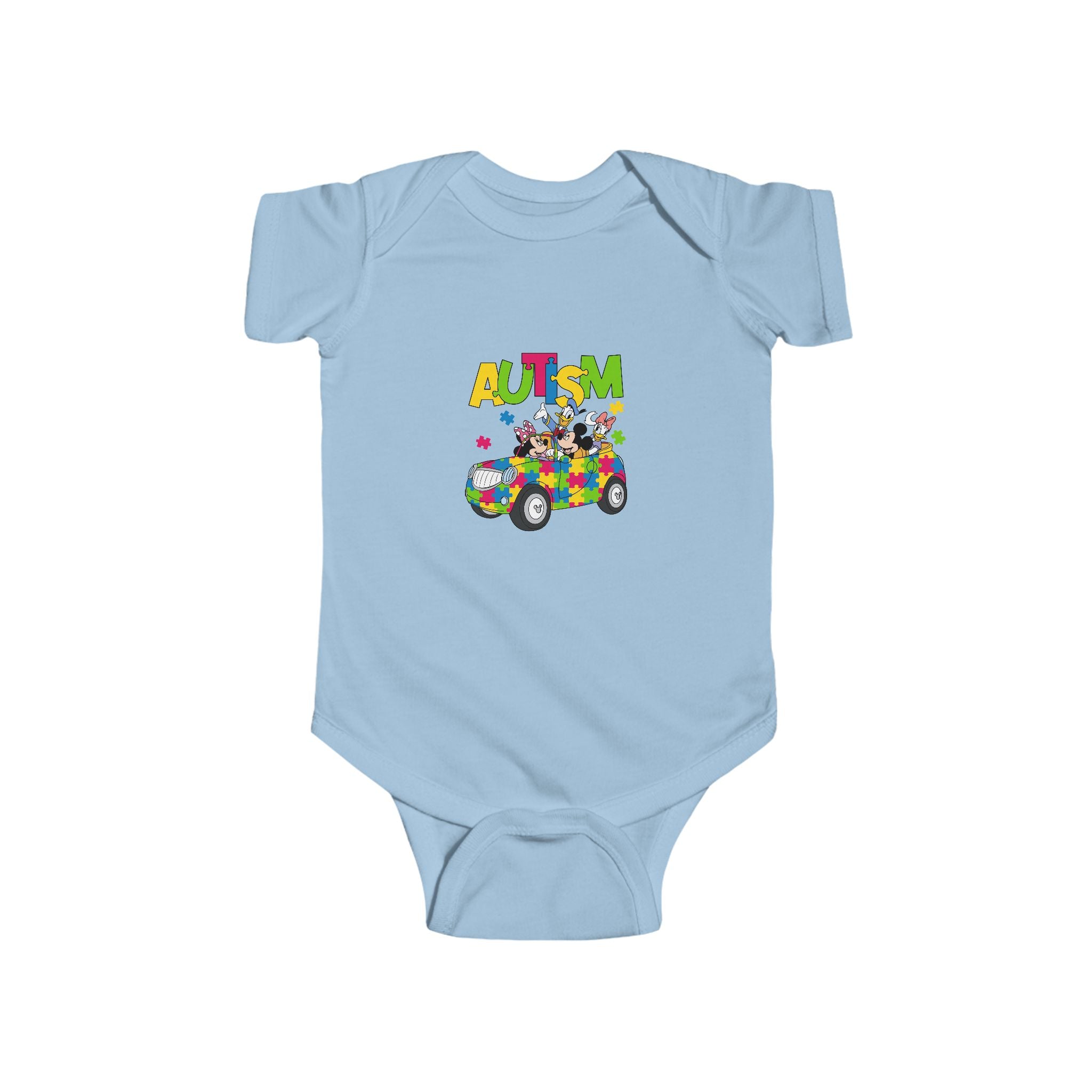 Autism Puzzle Car Infant Bodysuit – Colorful Awareness Baby Onesie