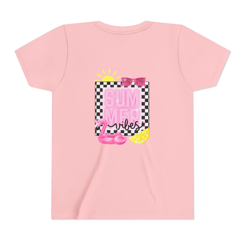 Youth Tee — "SUMMER Vibes" Pink Floaty Checkerboard Kids T-Shirt