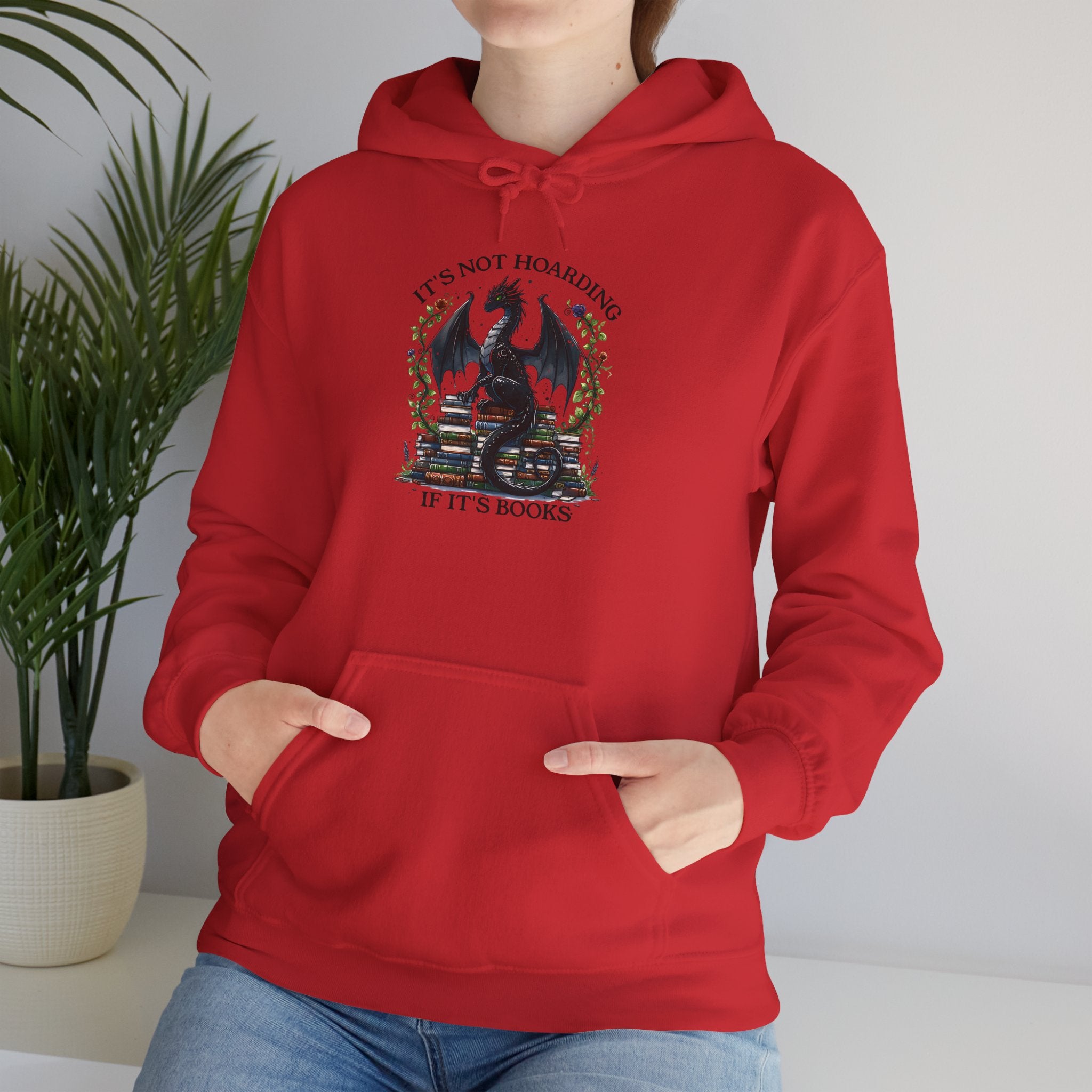Hoodie — "It's Not Roaring if It's Books" Dragon Booklover Graphic Hoodie