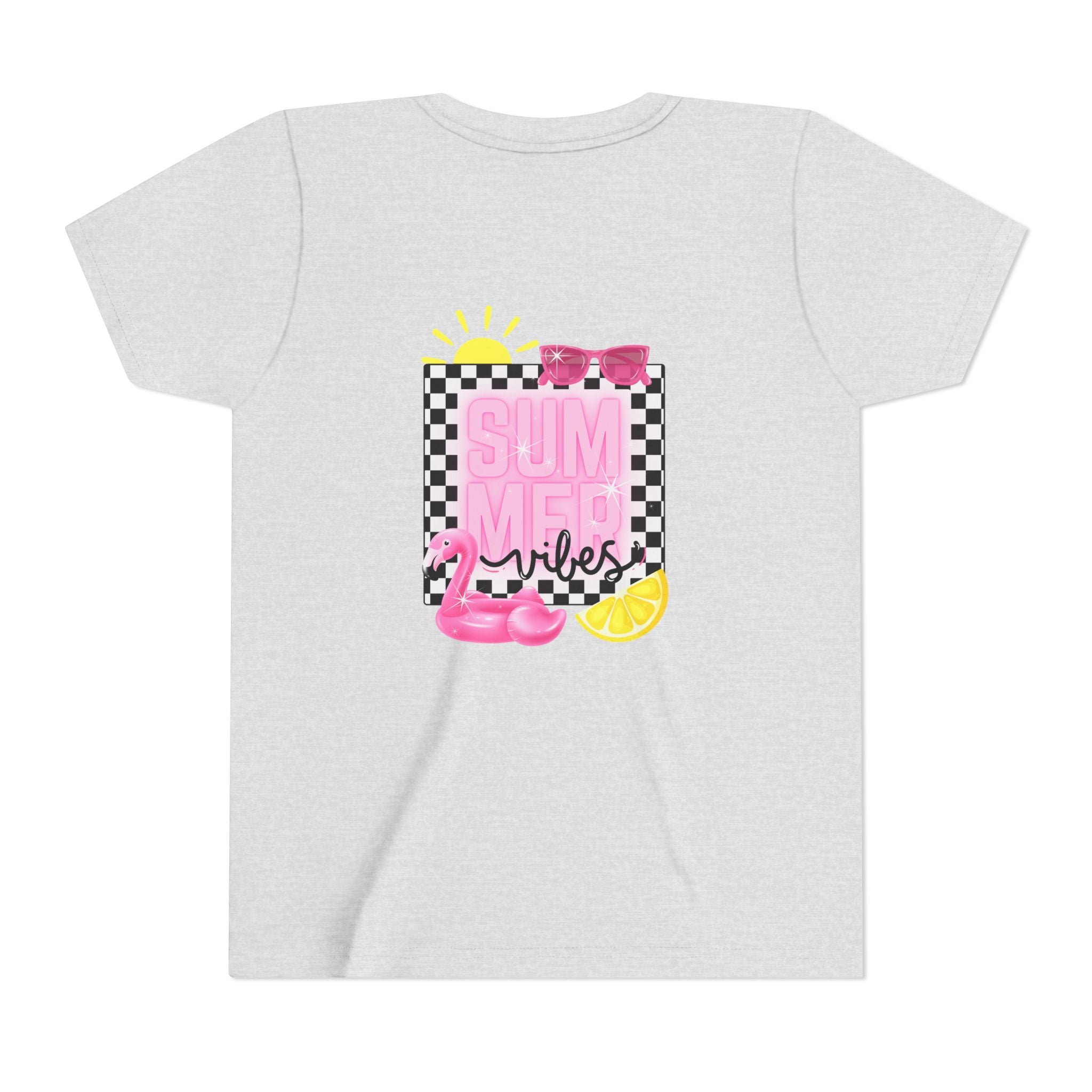 Youth Tee — "SUMMER Vibes" Pink Floaty Checkerboard Kids T-Shirt