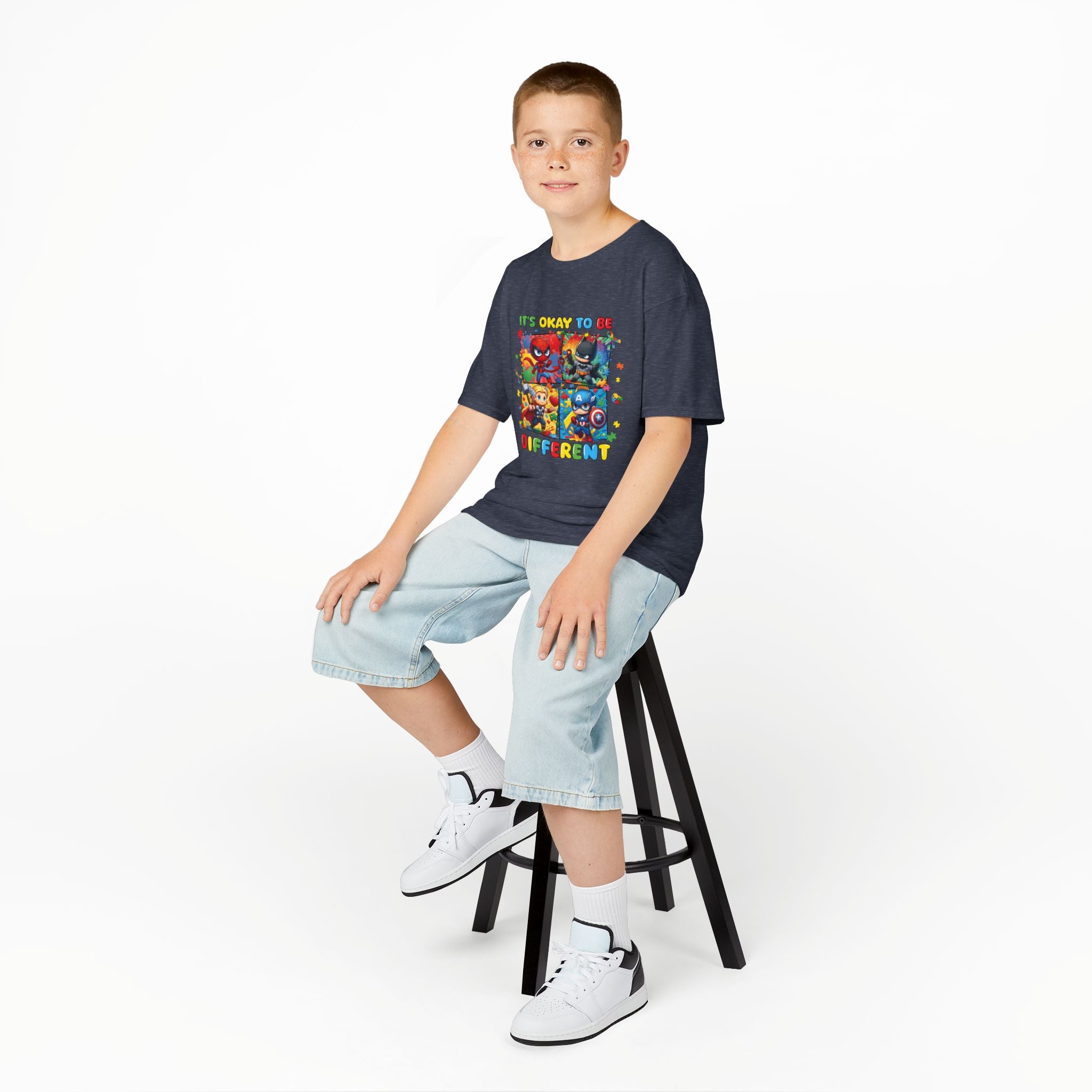Kids 'It's Okay to Be Different' Graphic Tee — Colorful Inclusive Cartoon Design