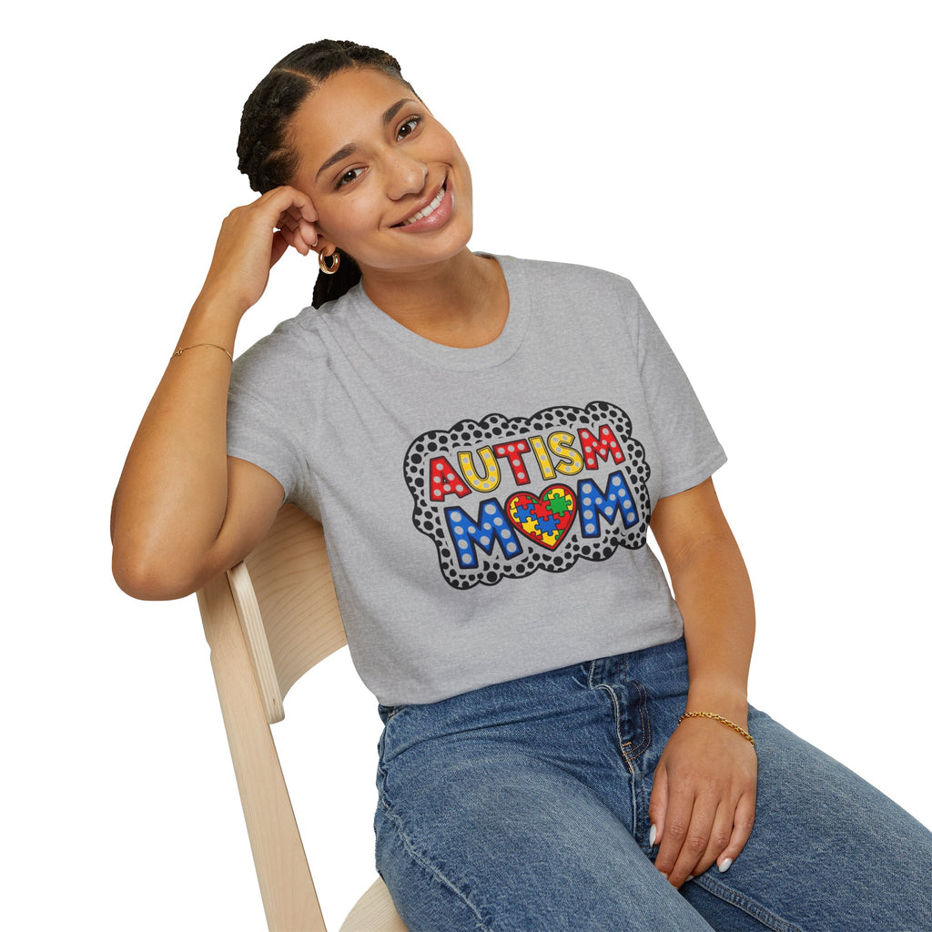 Autism Mom T-Shirt — Colorful Puzzle Heart Support Tee