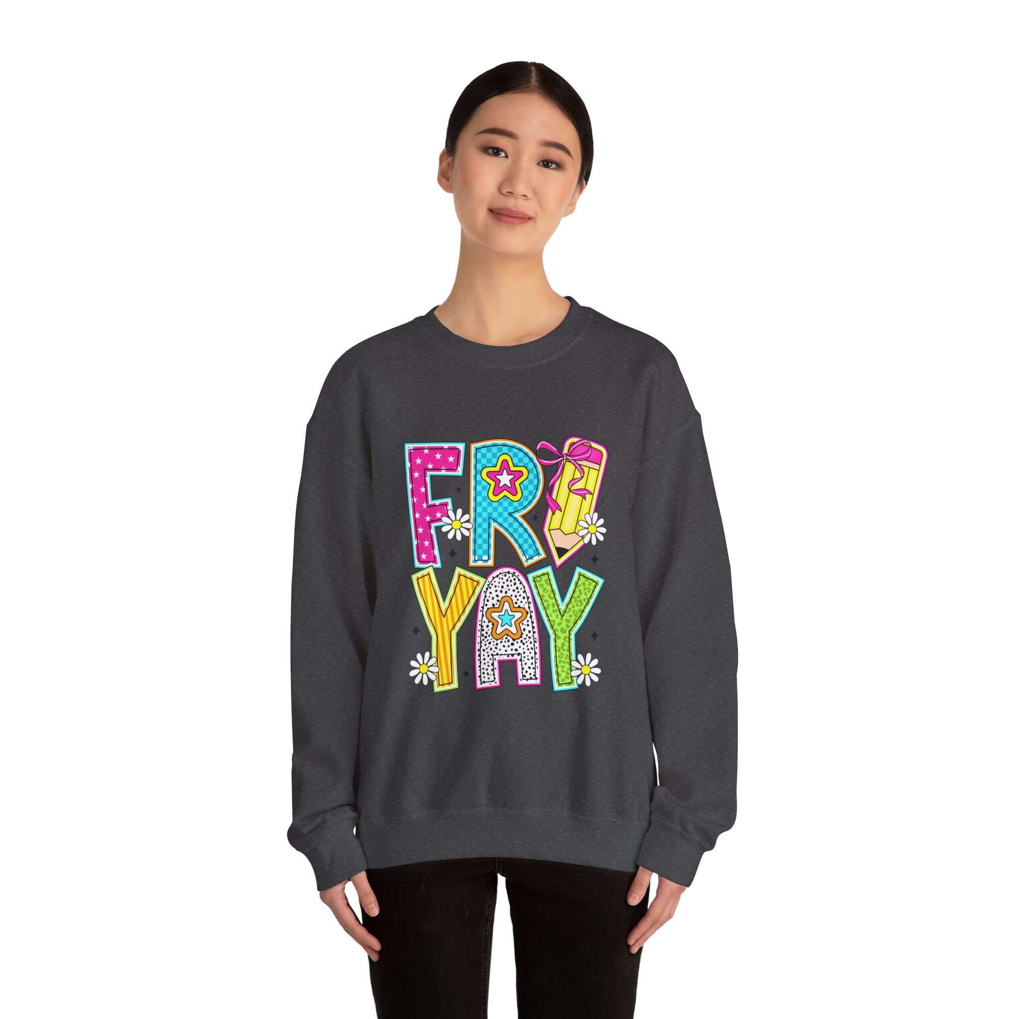 Fro-Yay Crewneck Sweatshirt — Colorful Retro Cartoon Graphic
