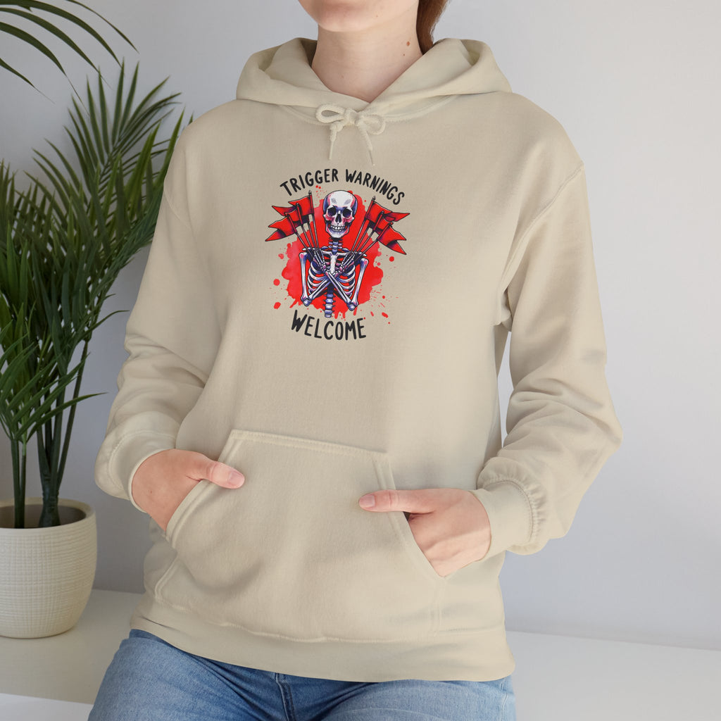 Trigger Warning Skeleton Hoodie - Edgy Skull Graphic Pullover