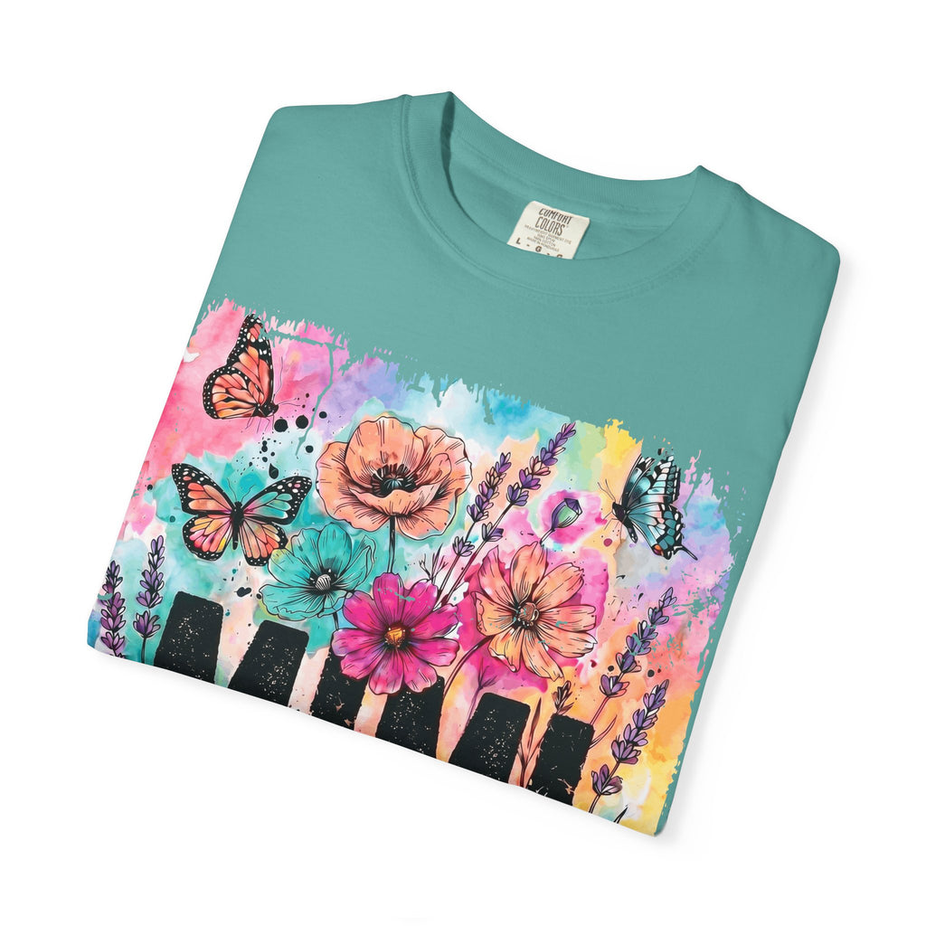 MIMI Floral Butterflies T-Shirt — Colorful Watercolor Garden Tee