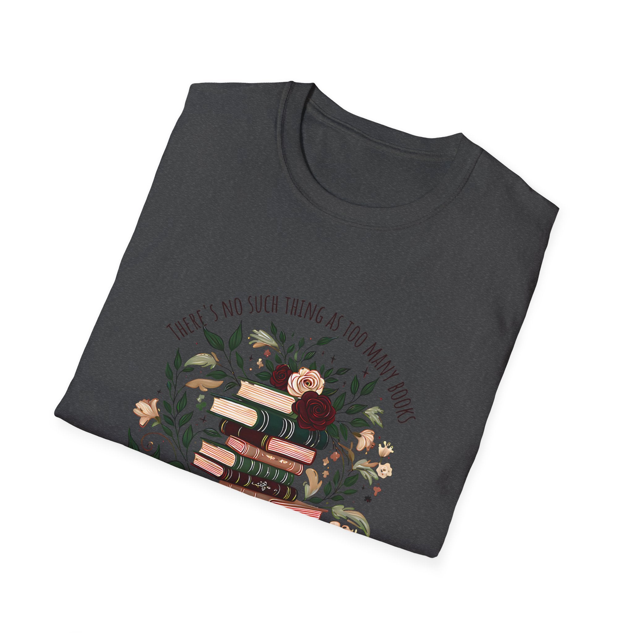 Book Lover Stack T-Shirt — "Books and Tea are My Happy Place" Floral Reading Tee