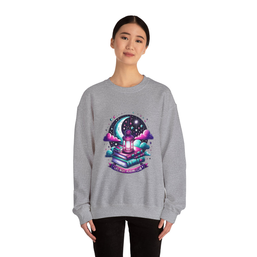 Mystical Reading Crewneck Sweatshirt — "Let Your Magic Bloom" Book & Lantern Design