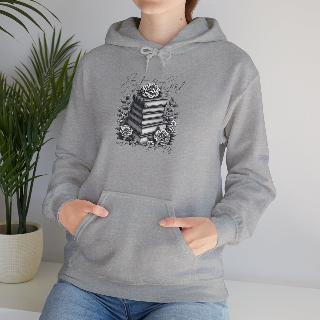 Vintage Stacked Books & Roses Hoodie — Literary Gothic Booklover Sweatshirt