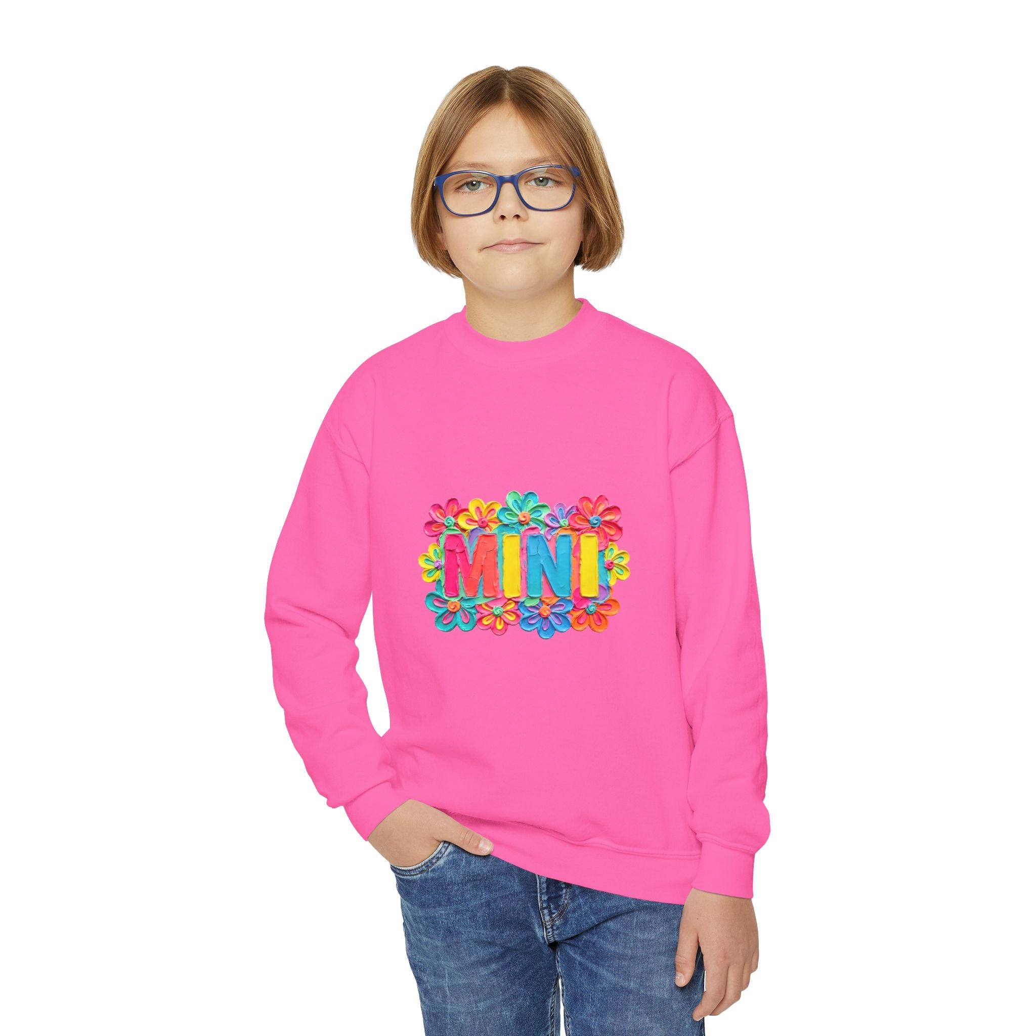 MINI Floral Youth Crewneck Sweatshirt — Colorful Hawaiian Flower Design
