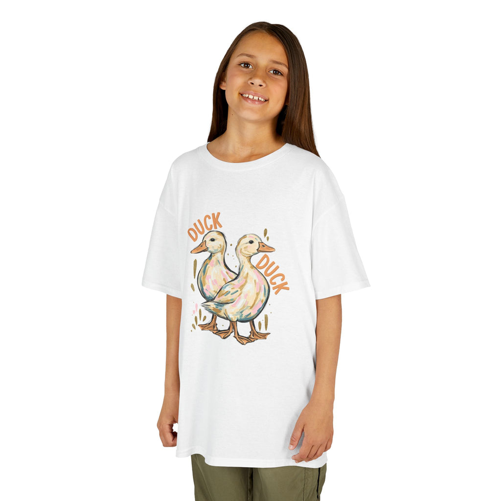 Kids Tee — Cute Duck & Goose Illustration ("Duck Duck" Front, "Goose" Back)