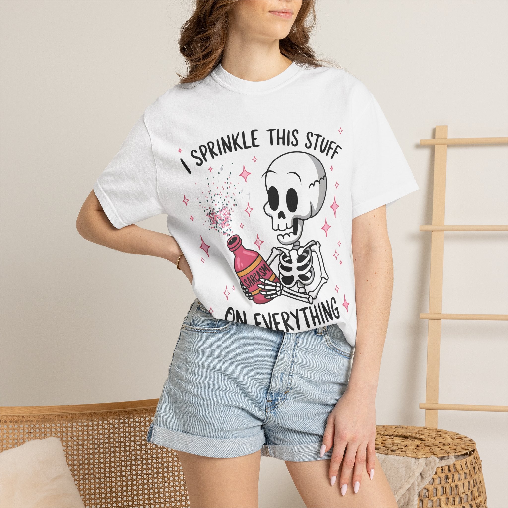 Skeleton Sprinkles T-Shirt — "I Sprinkle This Stuff On Everything" Cute Goth Graphic Tee