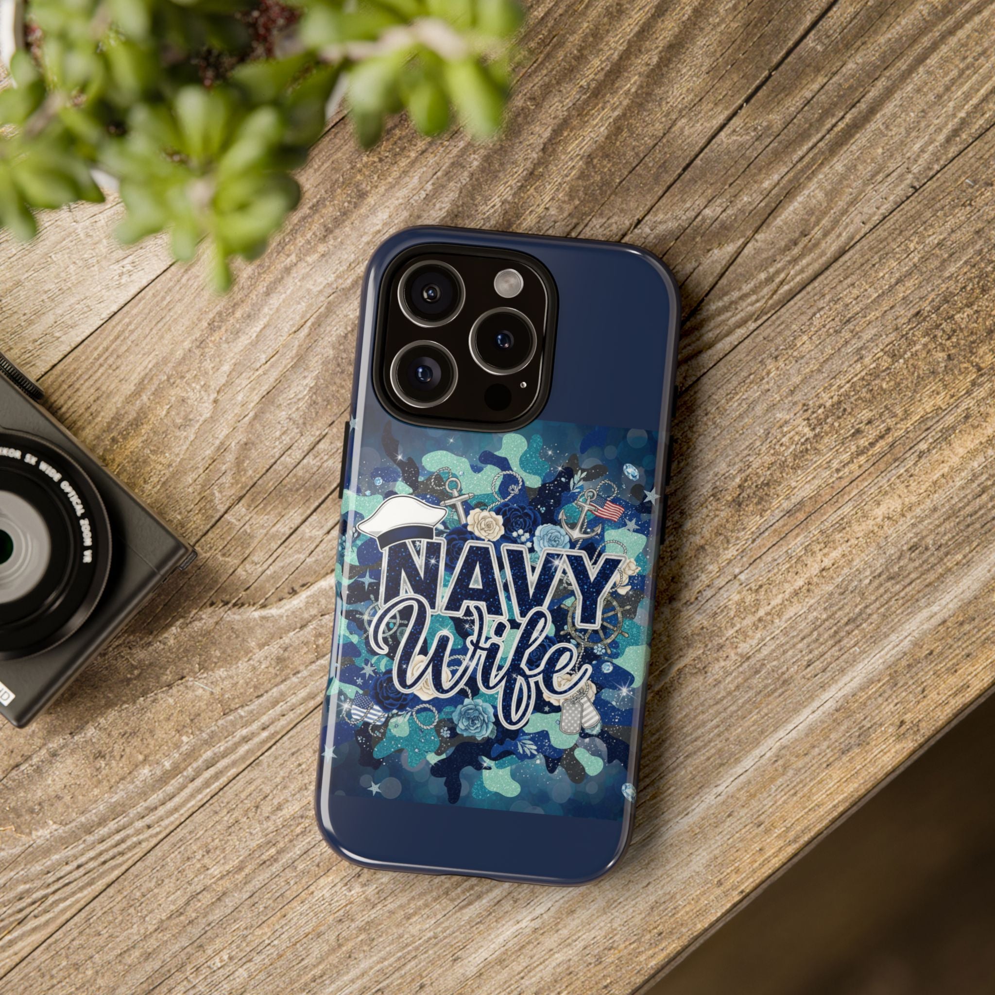 Navy Wife Tough Phone Case — Camouflage Military Tribute Protective Cover