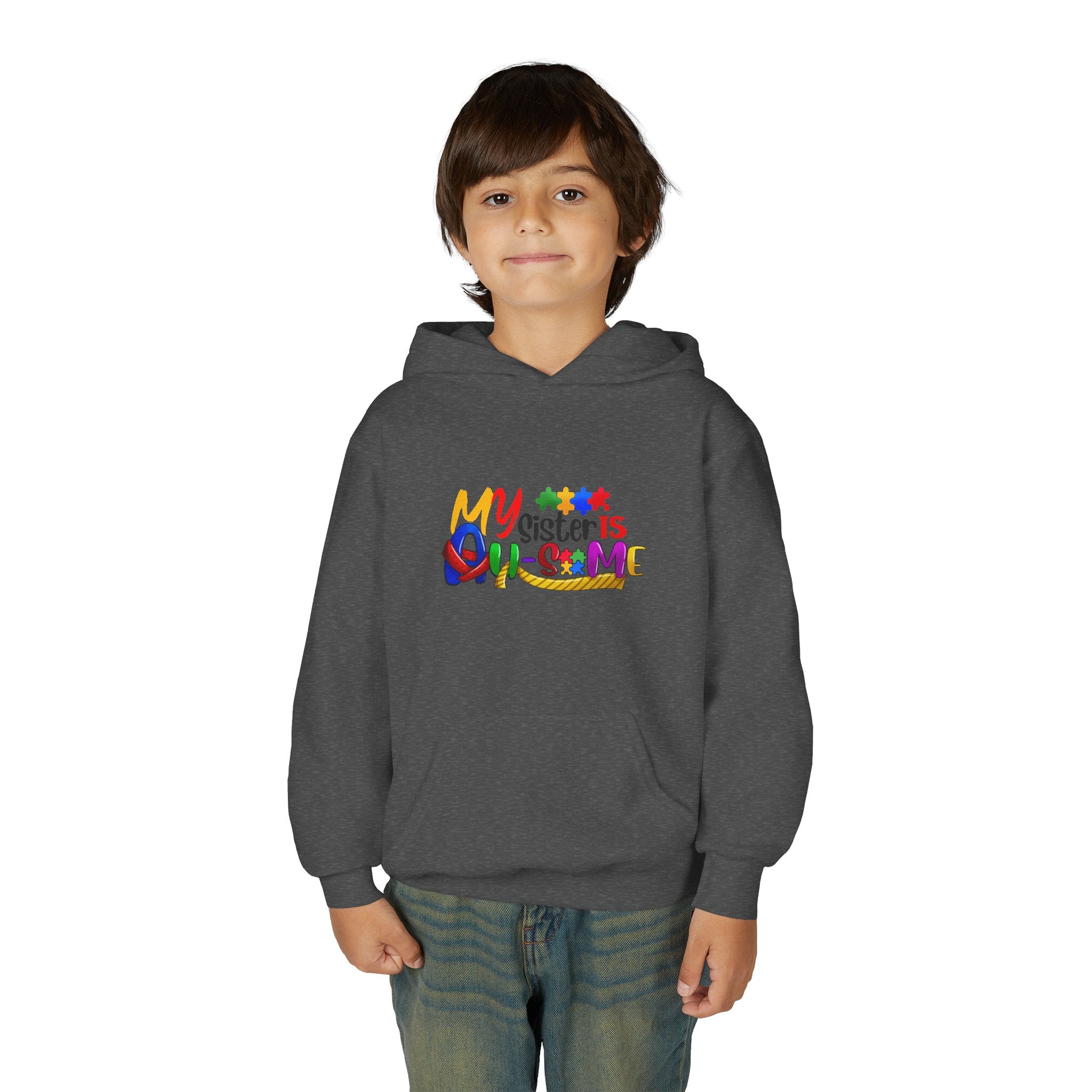 Youth Hoodie — "My Sister is Awesome" Colorful Kids Pullover