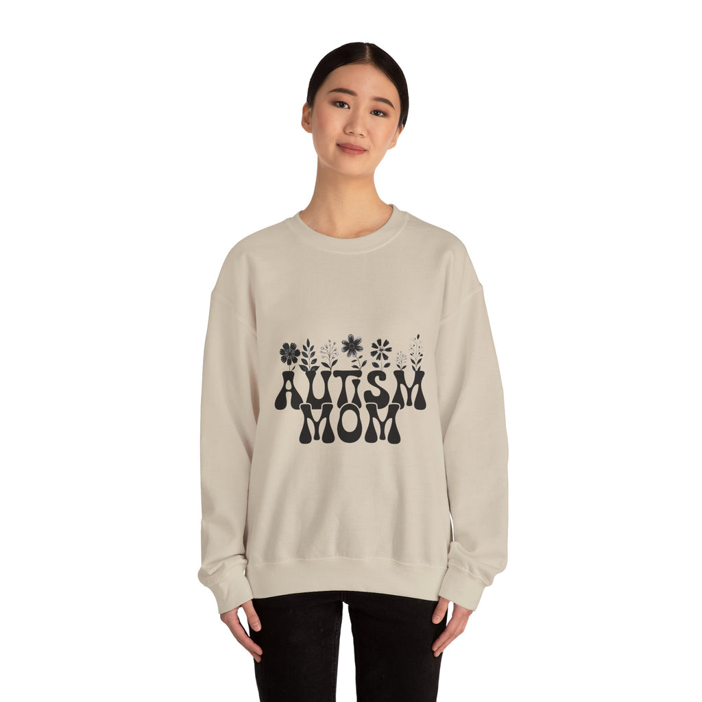 Autism Mom Crewneck Sweatshirt — Retro Floral Support Tee