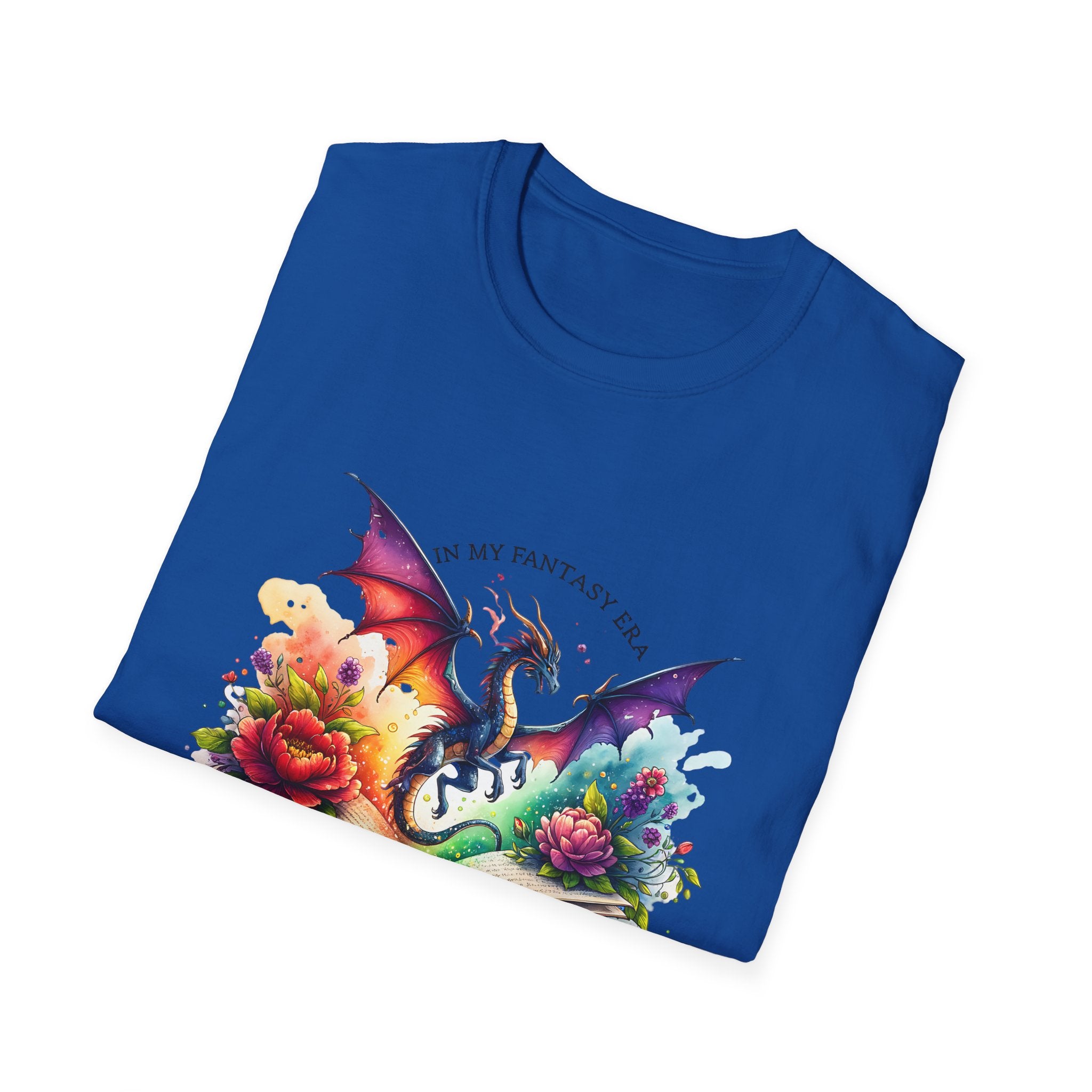 Fantasy Dragon Book T-Shirt — 'Live in My Fantasy' Colorful Storybook Design