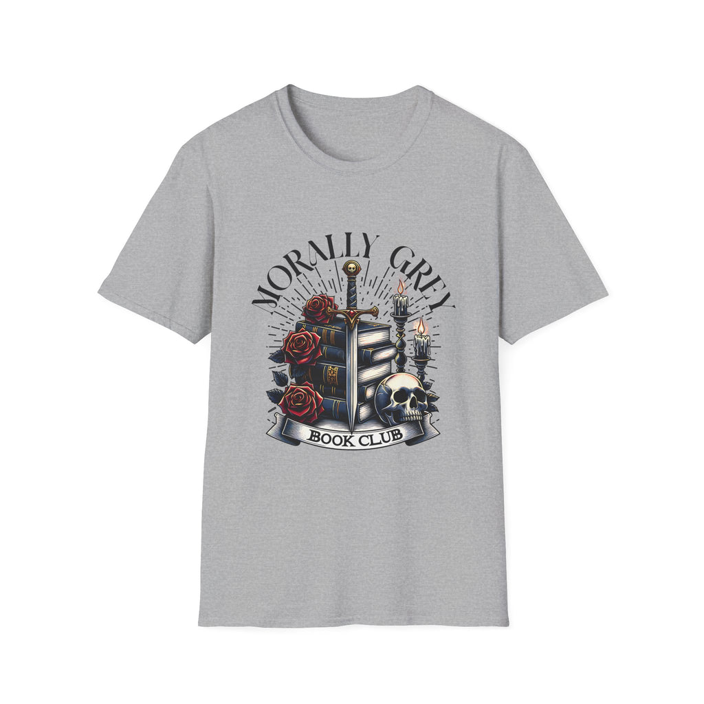 Morbly Girl Book Club T-Shirt — Gothic Rose & Candlelit Book Stack