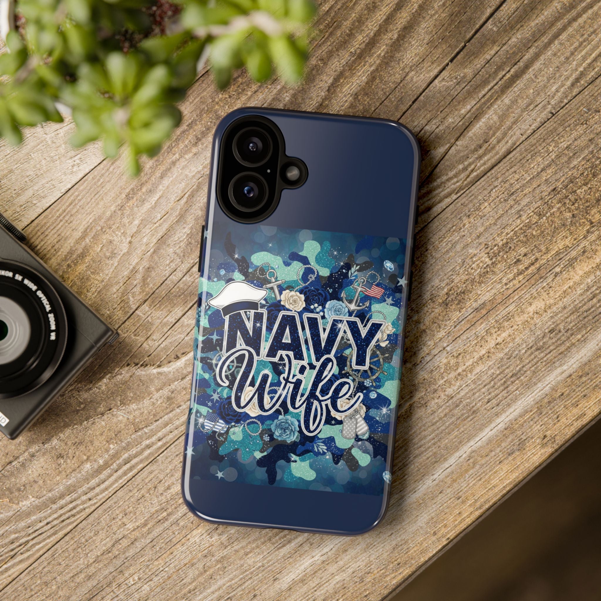 Navy Wife Tough Phone Case — Camouflage Military Tribute Protective Cover