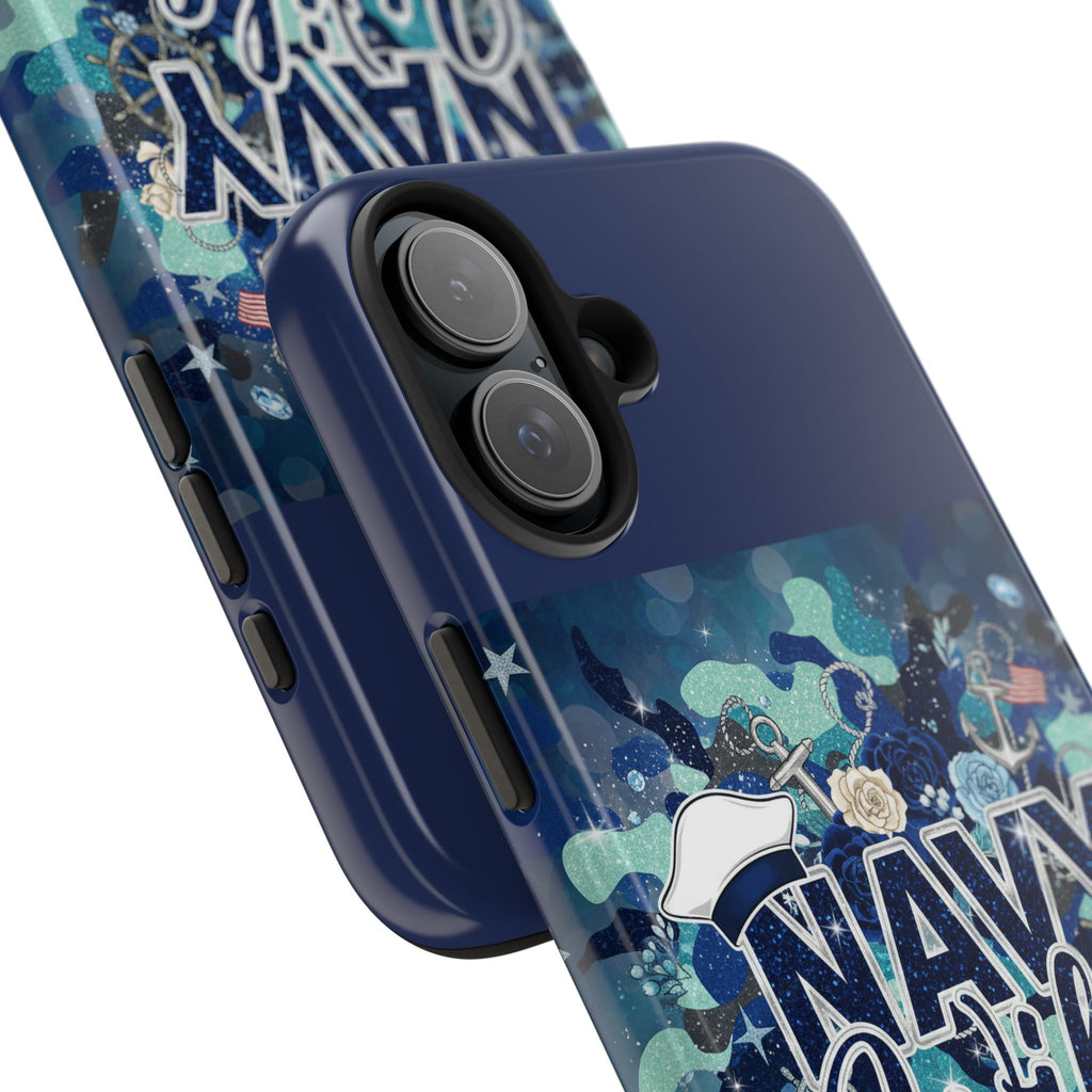 Navy Wife Tough Phone Case — Military Camouflage Protective Phone Cover, Perfect Gift for Navy Spouses