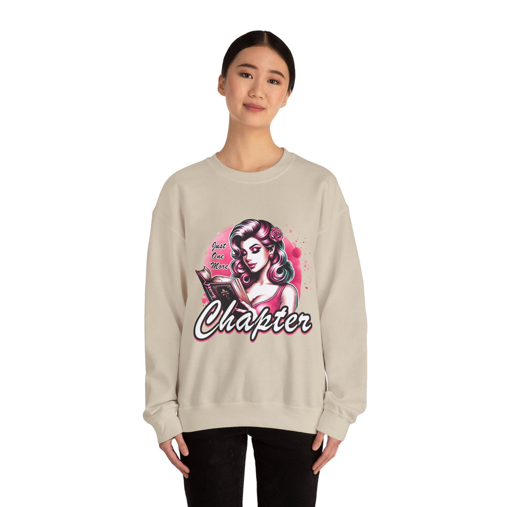 Chapter Reading Sweatshirt – Retro Pinup 'Just One More Chapter' Cozy Crewneck