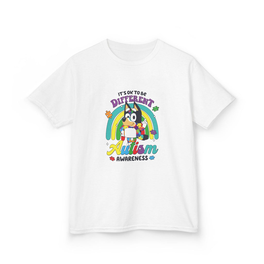 Kids Tee — "It's OK to Be Different" Autism Awareness Rainbow Shirt