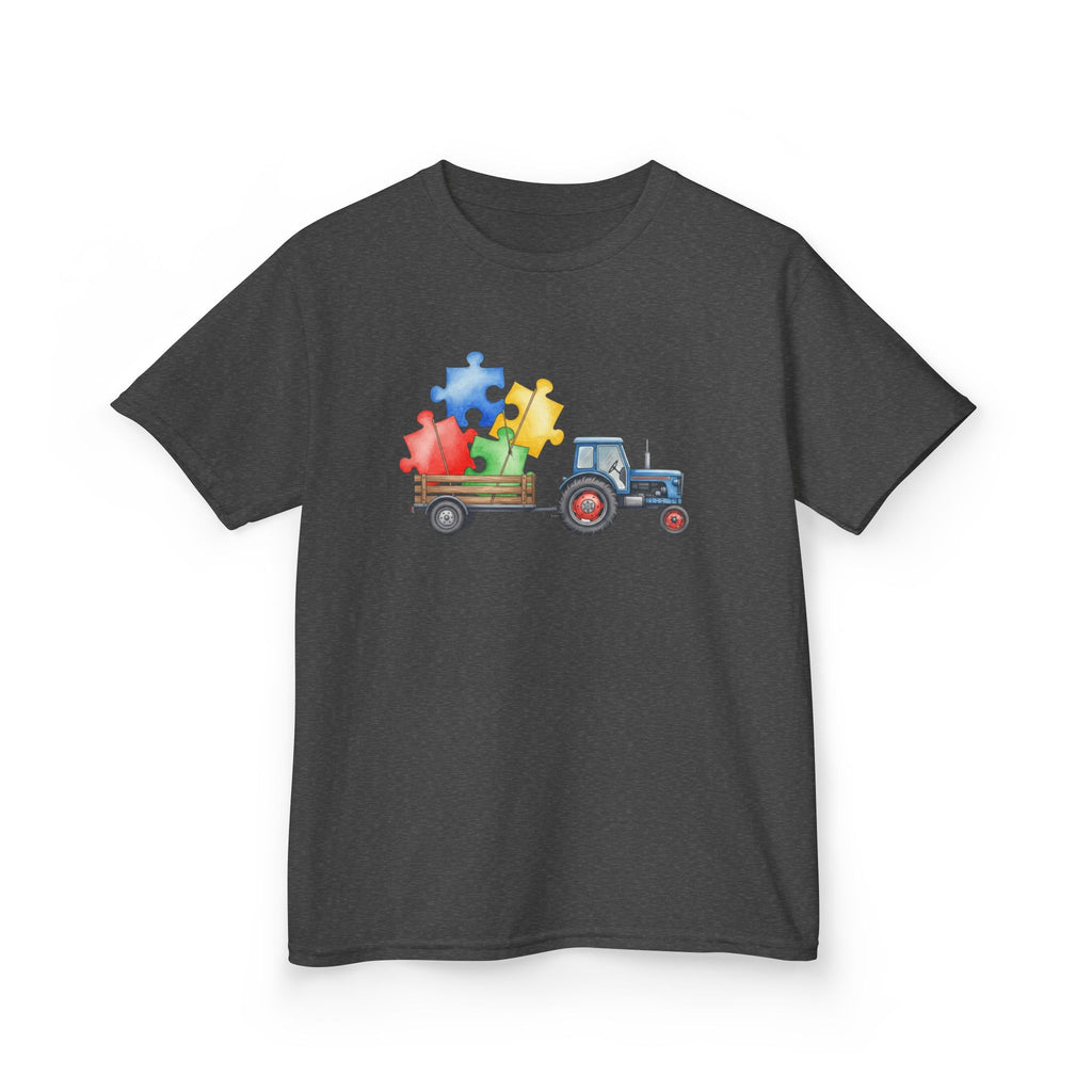Kids Tractor with Puzzle Pieces T-Shirt — Autism Awareness Farm Tee