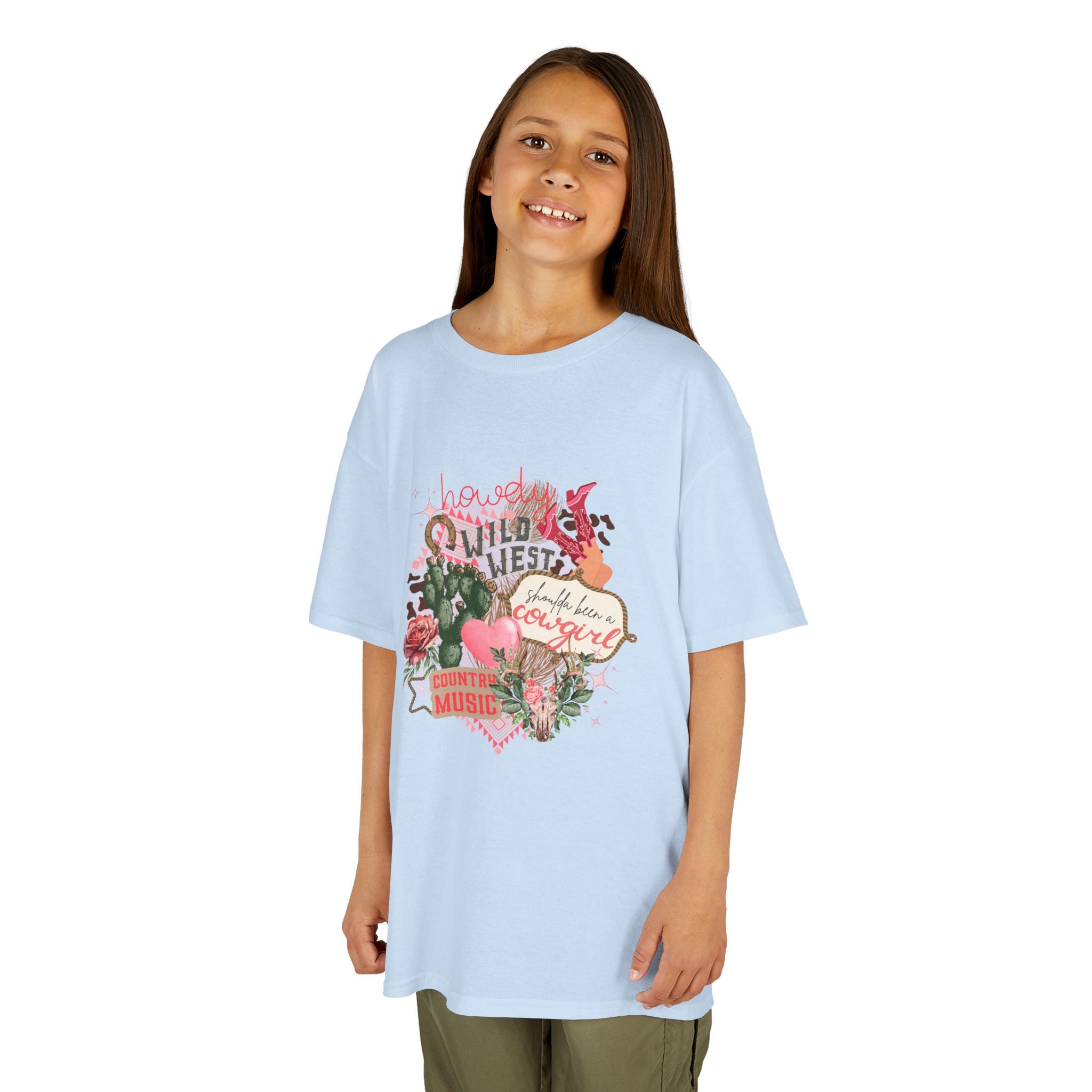 Kids Tee — "Wild West Sweetheart" Floral Cowgirl Shirt
