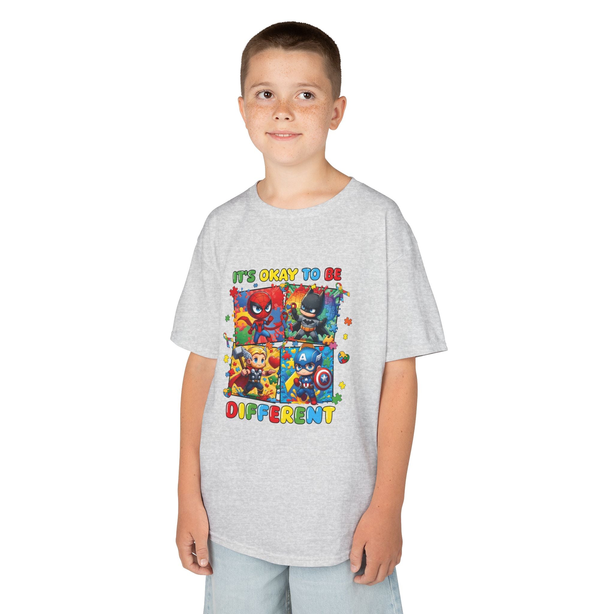 Kids 'It's Okay to Be Different' Graphic Tee — Colorful Inclusive Cartoon Design