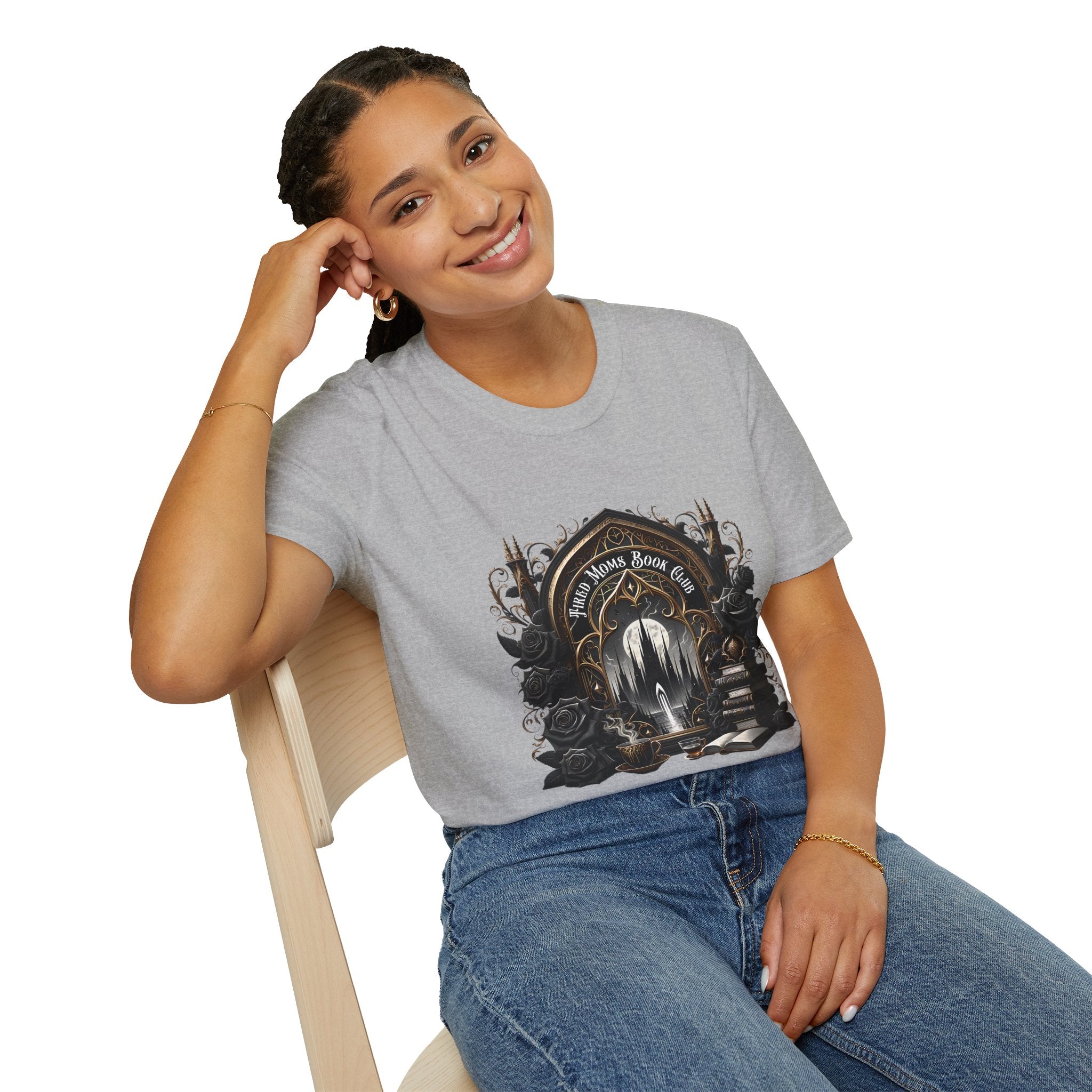 Gothic Library T-Shirt — "Read Books & Rise" Dark Fantasy Graphic Tee