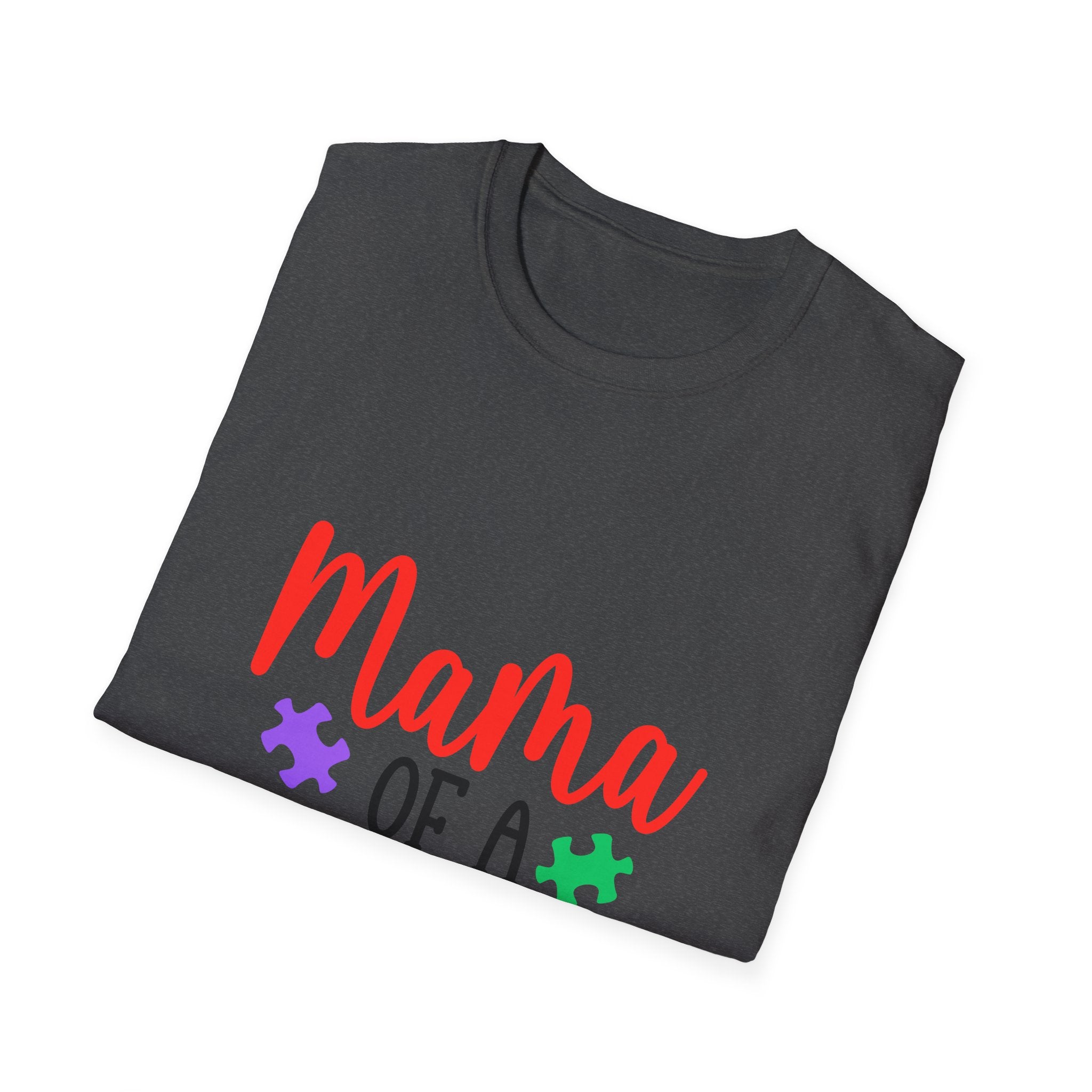 Mama of a Warrior Autism Puzzle Ribbon T-Shirt