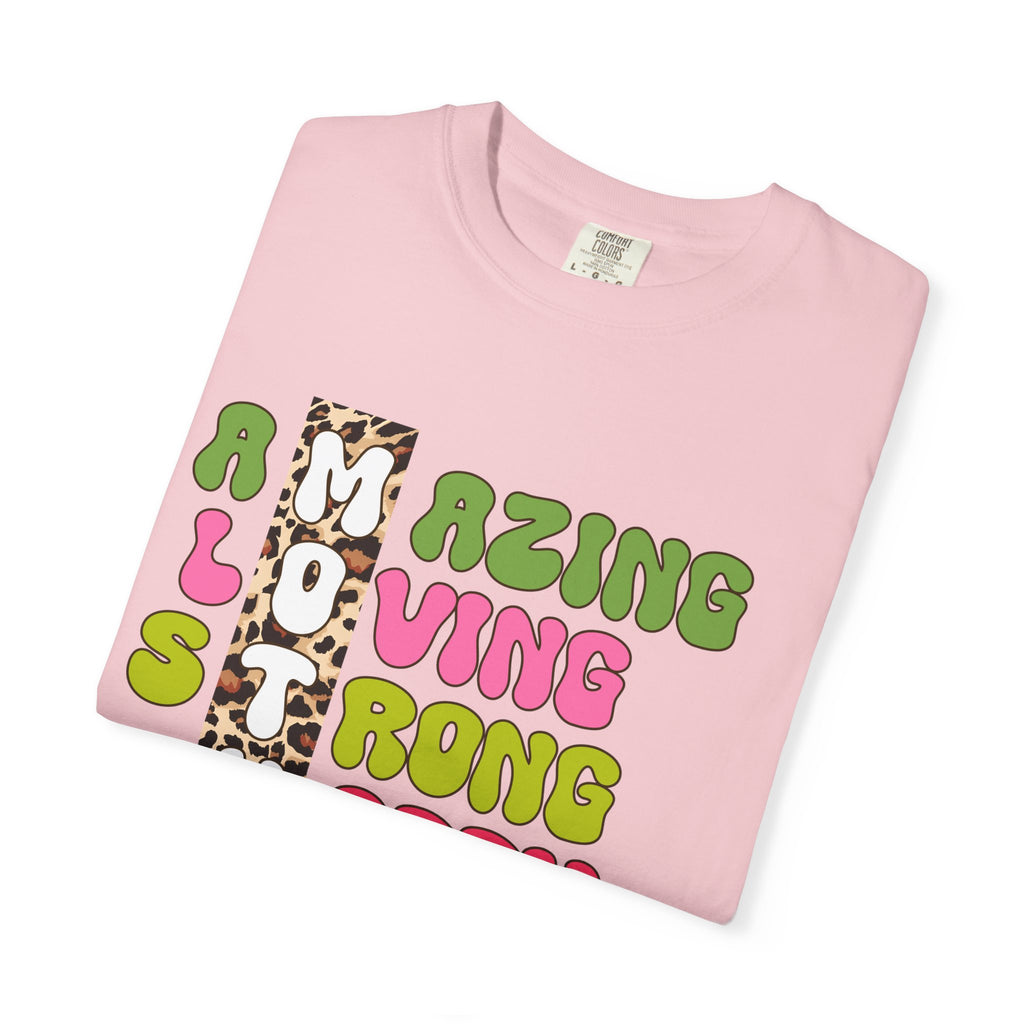 Mother Acrostic Graphic T-Shirt — Retro Bubble Letters & Leopard Accent