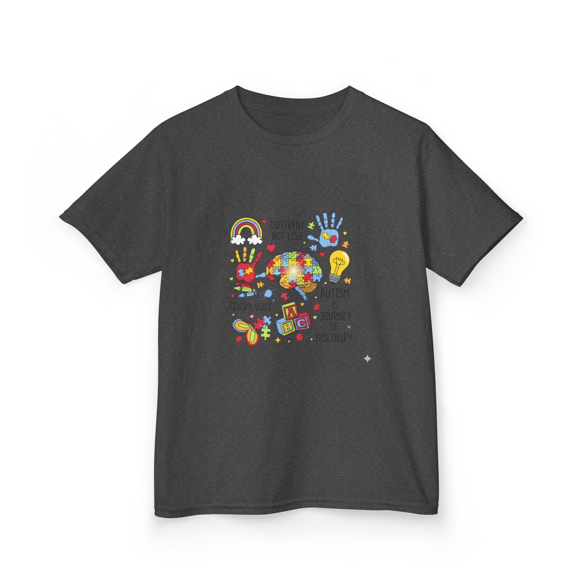 Autism Awareness Kids Tee — Colorful Puzzle Heart & Hands Design