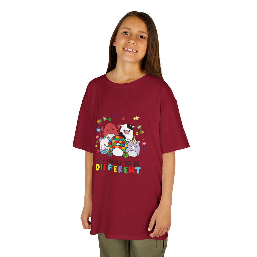 Kids Tee — "It's Okay to Be Different" Colorful Diversity Cartoon Shirt