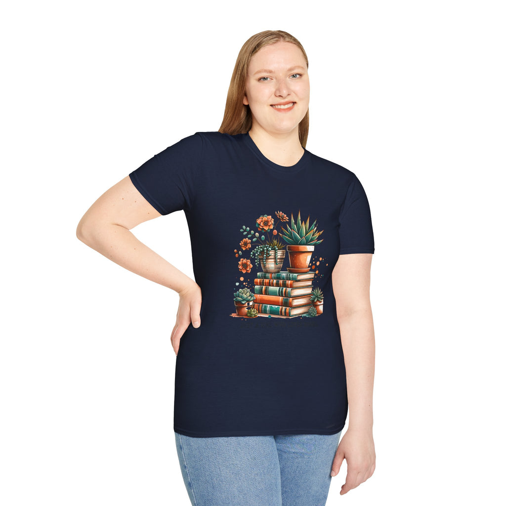 Book Lover T-Shirt — "Just a Girl Who Loves Books" Floral Stack Tee