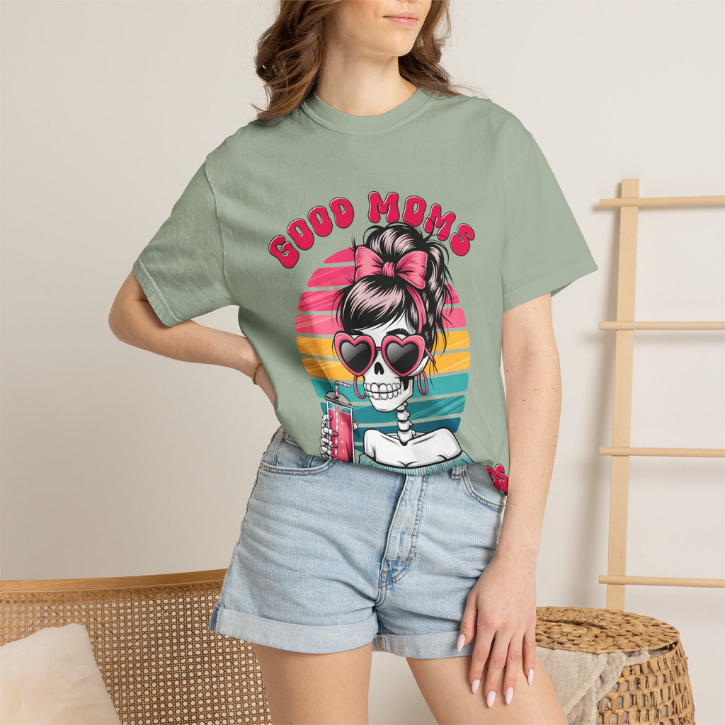 Graphic T-Shirt — "Good Moms Say Bad Words" Retro Skull Mom Tee