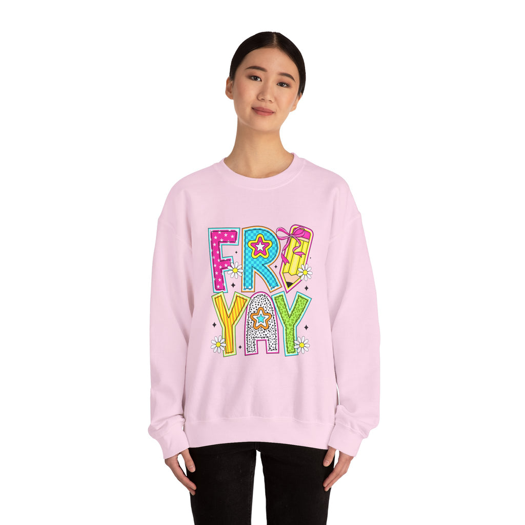 Fro-Yay Crewneck Sweatshirt — Colorful Retro Cartoon Graphic