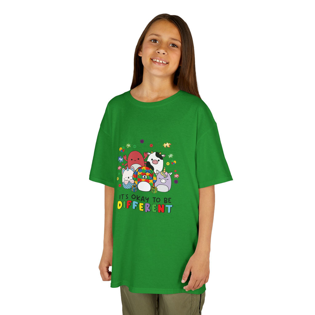 Kids Tee — "It's Okay to Be Different" Colorful Diversity Cartoon Shirt