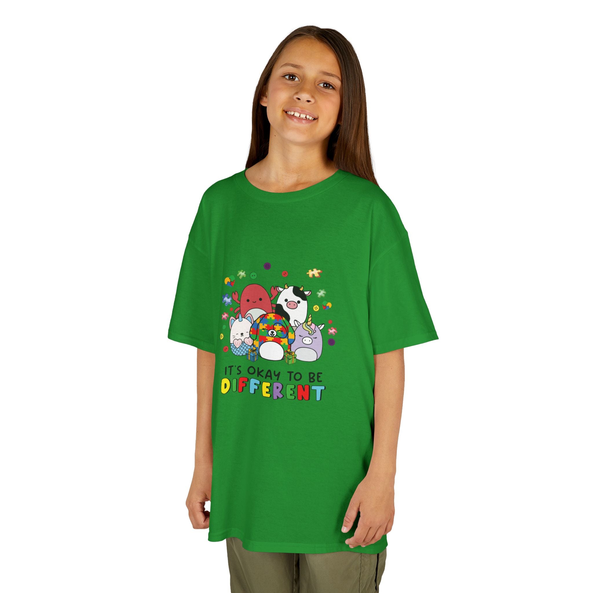 Kids Tee — "It's Okay to Be Different" Colorful Diversity Cartoon Shirt