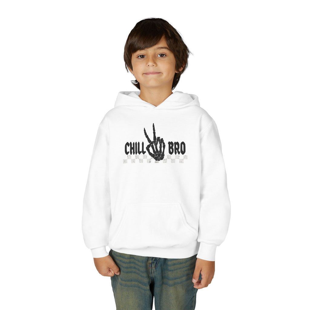 Youth Hoodie — "Chill Bro" Skeleton Hand Graphic