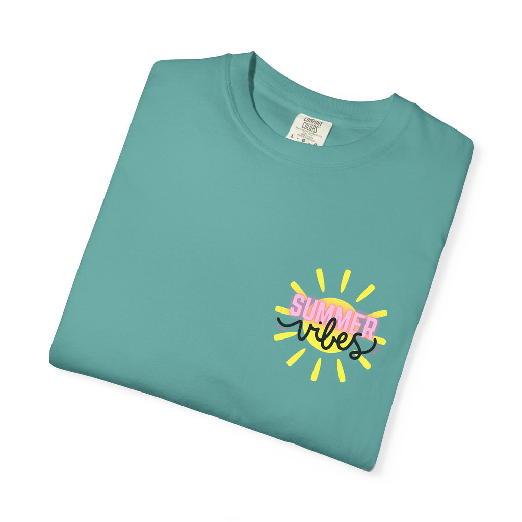 Summer Vibes T-Shirt — Pink Floatie & Checkered Graphic