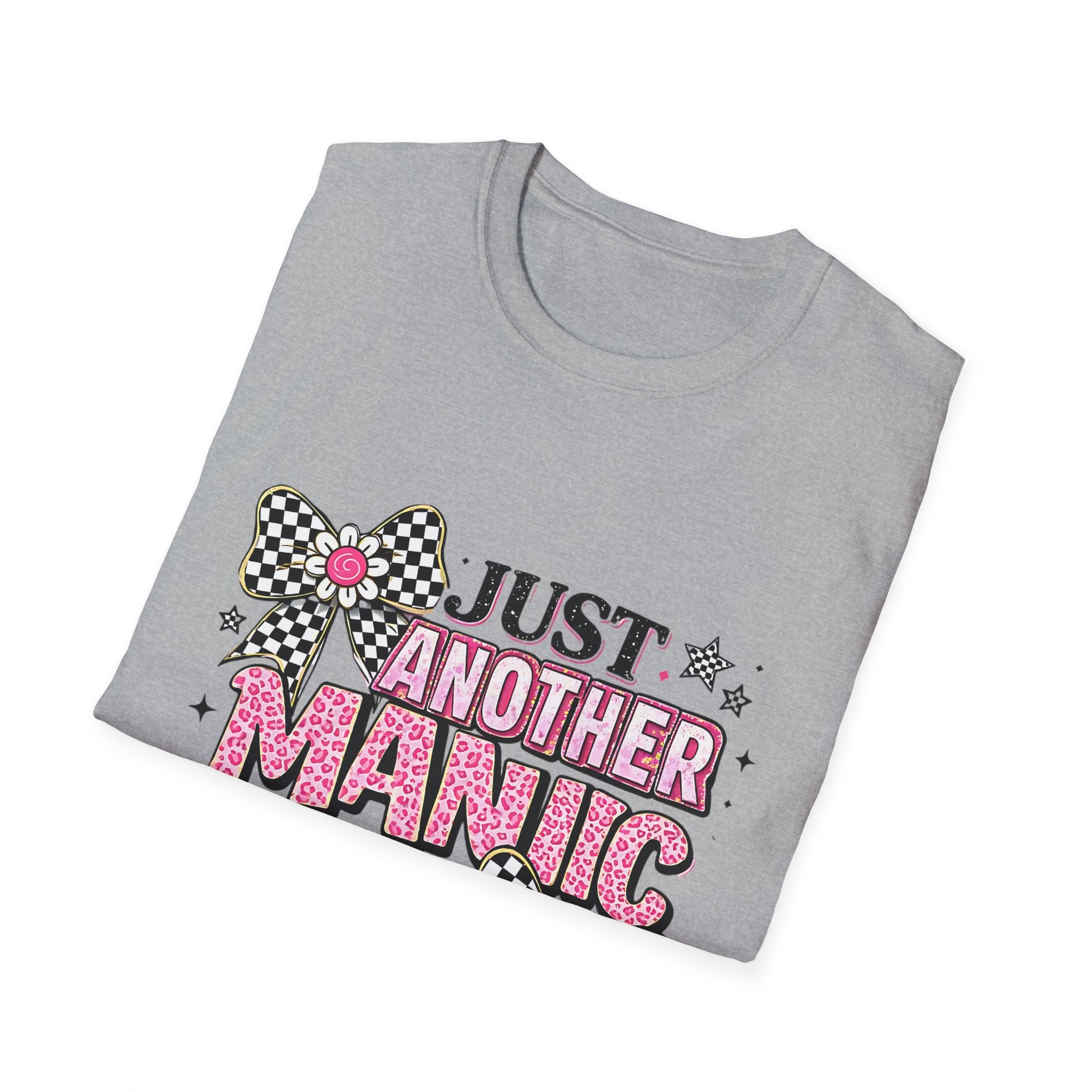 Manic Mom Day T-Shirt — "Just Another Manic Mom Day" Pink Ribbon Graphic Tee