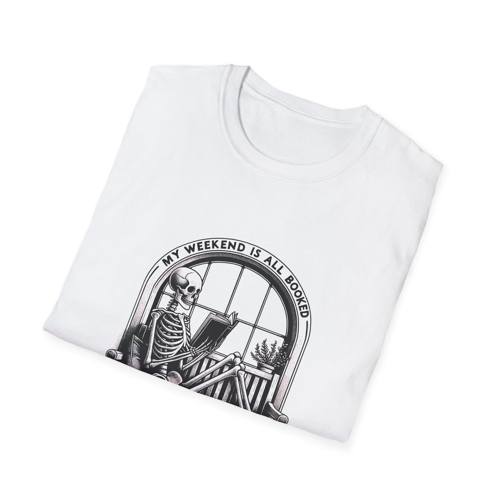 Skeleton Reading Window T‑Shirt — “My Weekend Is All Booked” Graphic Tee