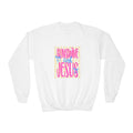 Youth Crewneck Sweatshirt – 'Sunshine and Jesus' Colorful Faith Graphic