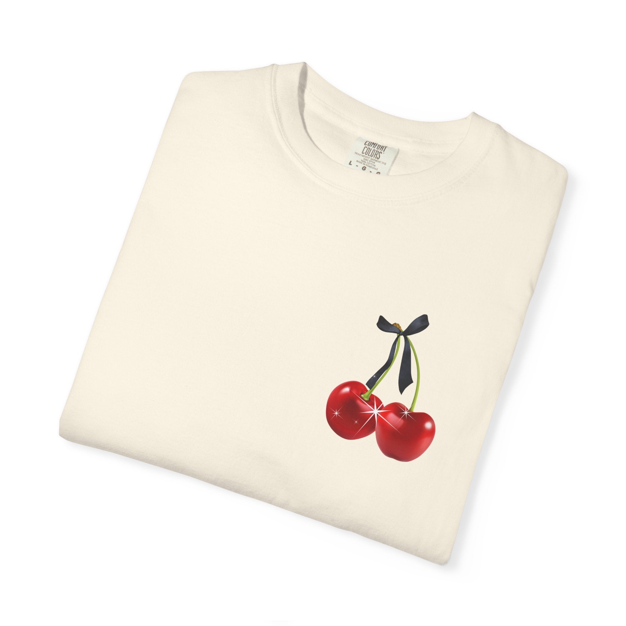 Cherry Disco Graphic T-Shirt — Retro Red Heart & Soda Pop Design