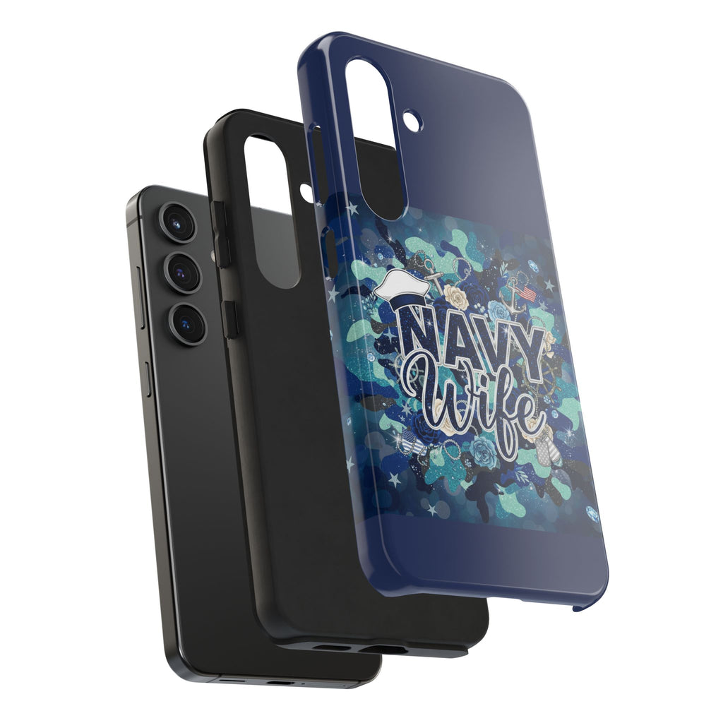 Navy Wife Tough Phone Case — Military Camouflage Protective Phone Cover, Perfect Gift for Navy Spouses