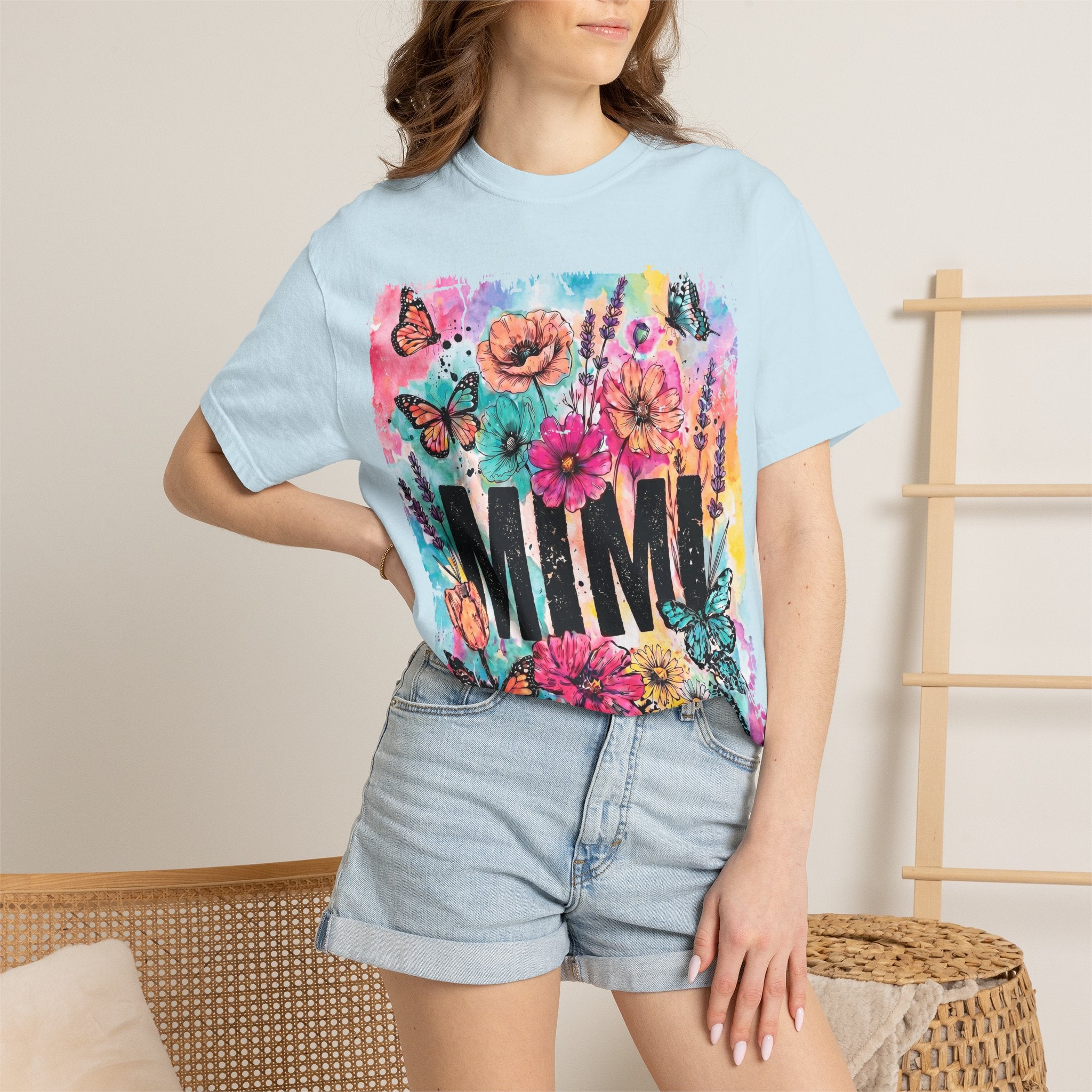 MIMI Floral Butterflies T-Shirt — Colorful Watercolor Garden Tee