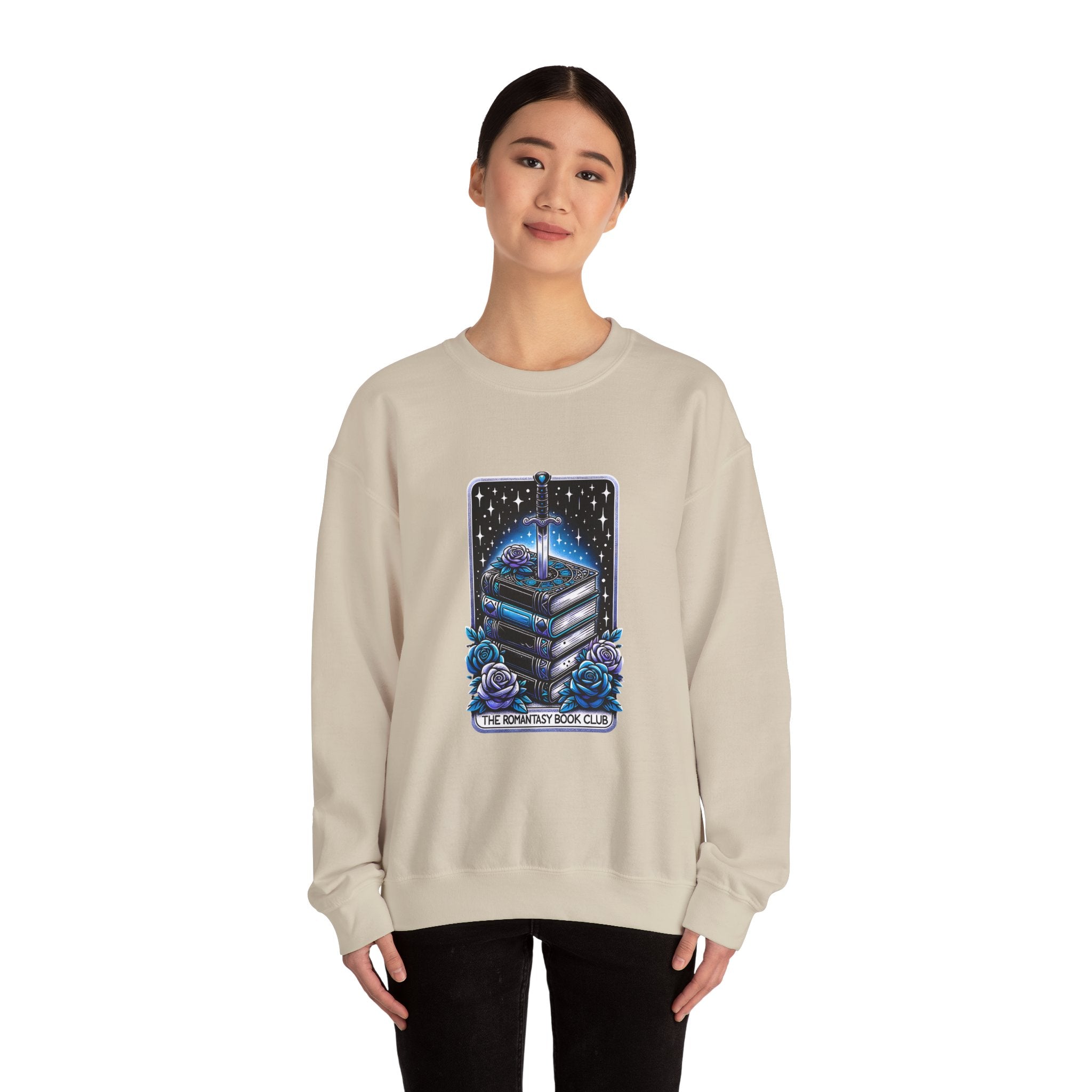 Crewneck Sweatshirt — "The Forlorn Book Club" Gothic Stack of Books Design