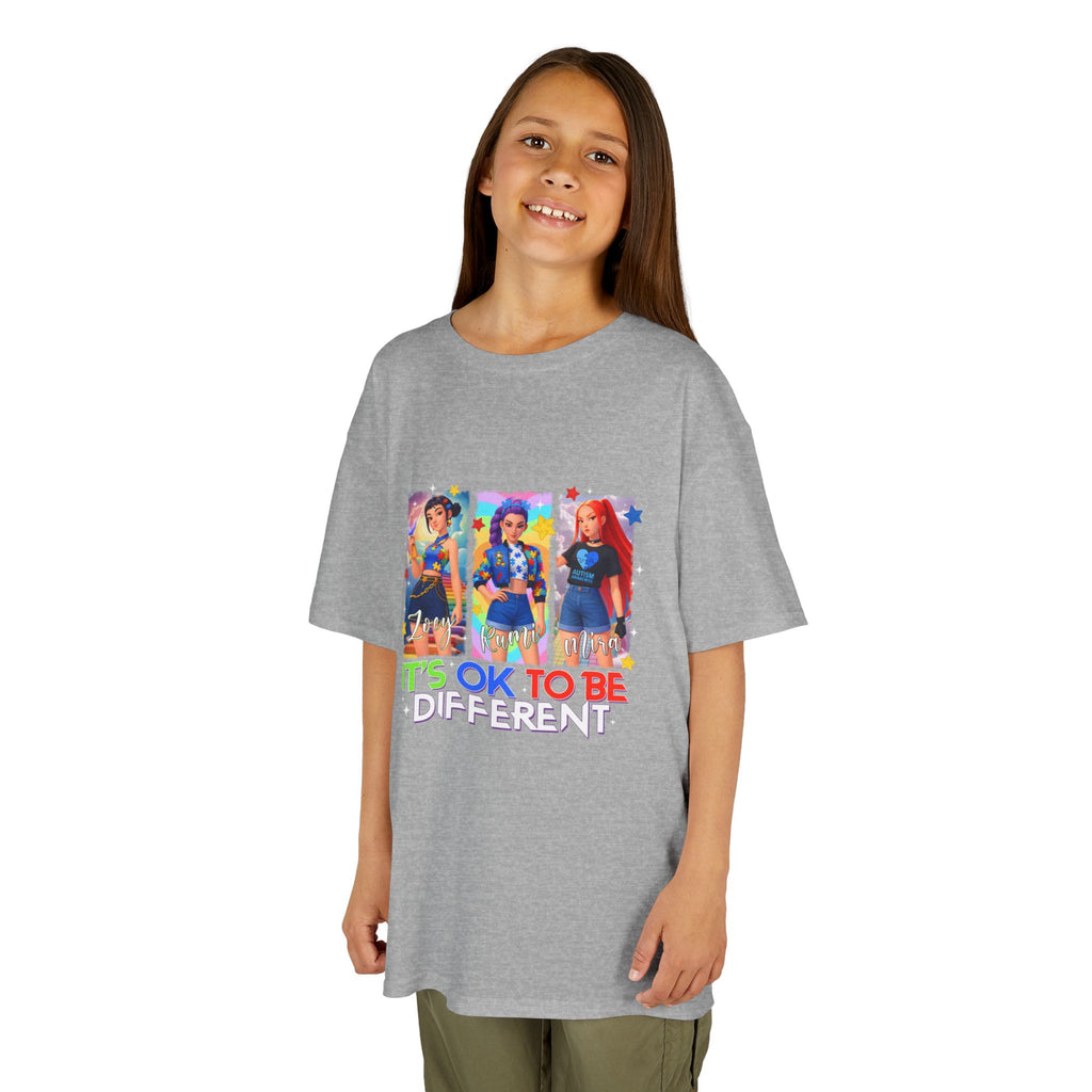Kids Tee — "It's OK to Be Different" Colorful Pride Graphic